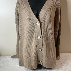 Ava & Viv Tan Button-Up Cardigan